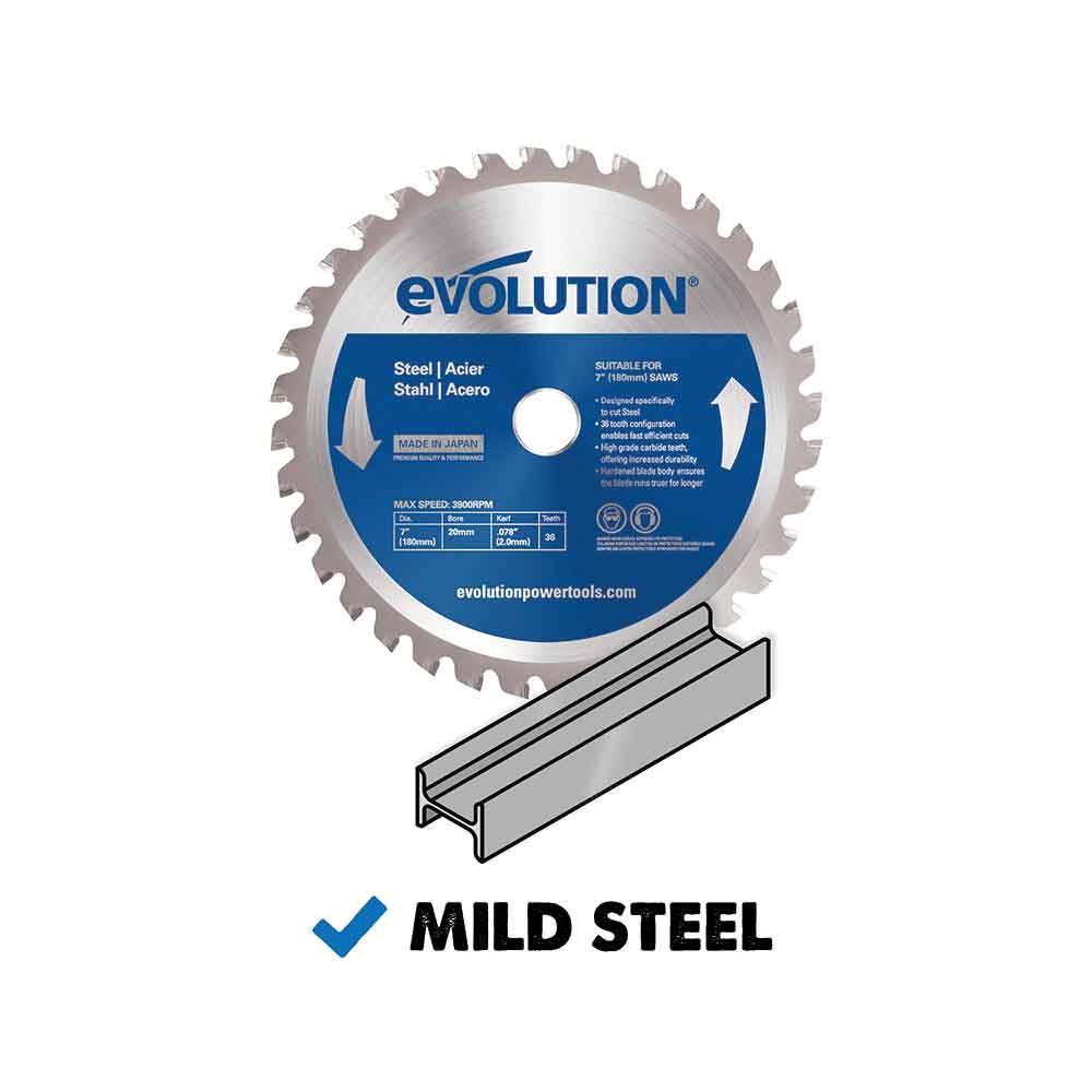 Evolution 180mm Mild Steel Cutting 36T TCT Circular Saw Blade