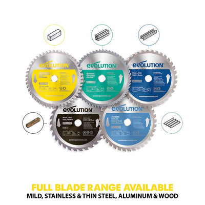 Lame de scie circulaire Evolution 180 mm en acier inoxydable, 48 dents en acier inoxydable.