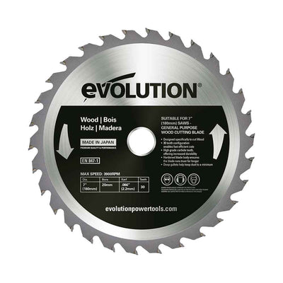 Evolution 180mm General Wood Cutting 30T TCT Circular Saw Blade