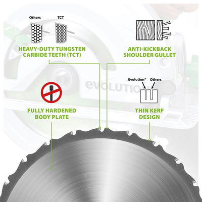 Evolution 185mm Multi-Material Cutting 16T TCT Circular Saw Blade