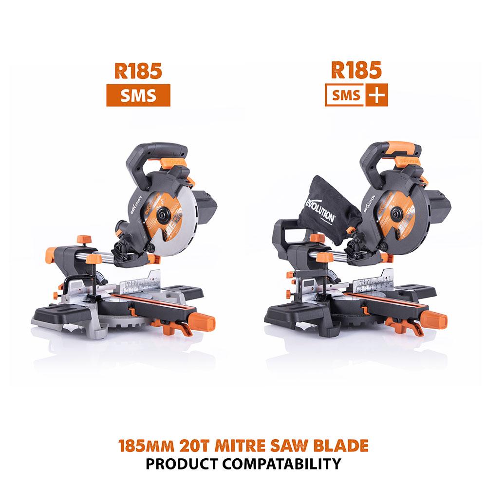 Evolution 185mm Multi-Material Cutting 20T TCT Mitre Saw Blade