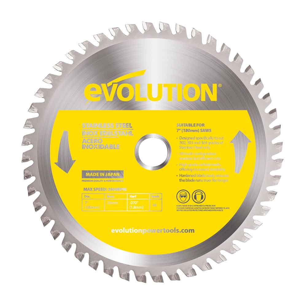 Lame de scie circulaire Evolution 185 mm en acier inoxydable, 48 dents en acier inoxydable.