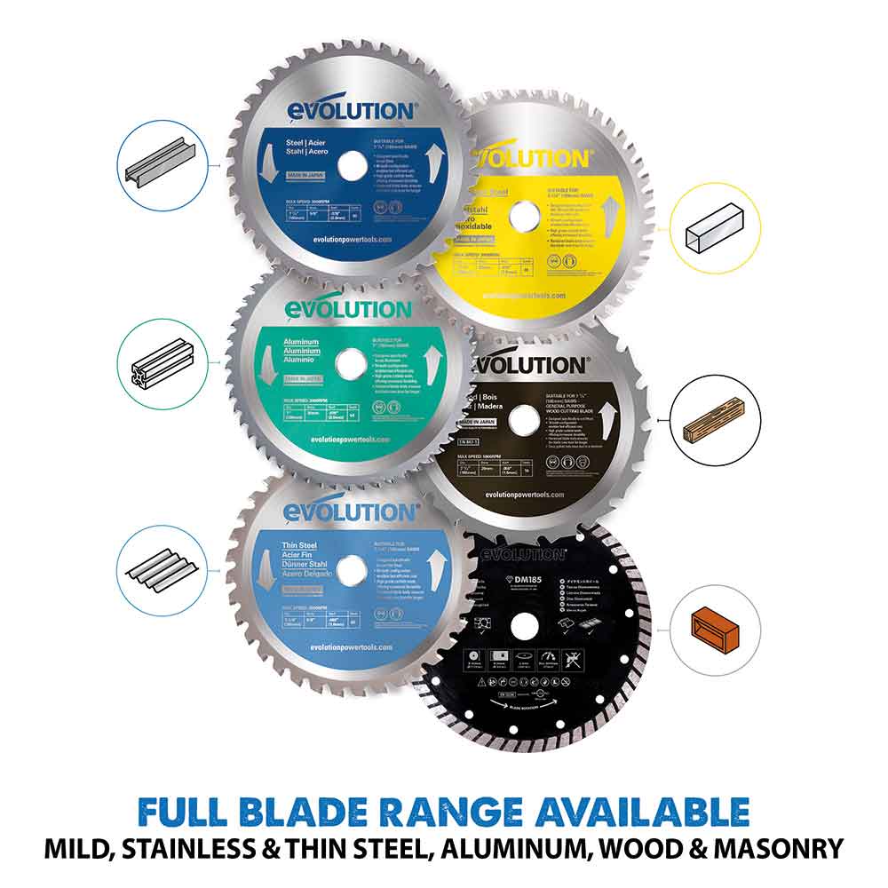 Evolution 185mm Mild Steel Cutting 40T TCT Circular Saw Blade