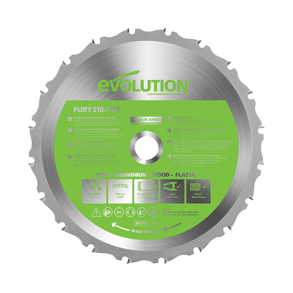 Evolution 210mm Multi-Material Cutting 20T TCT Mitre & Table Saw Blade