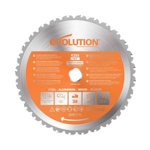 Evolution 255mm Multi-Material Cutting 28T TCT Mitre & Table Saw Blade