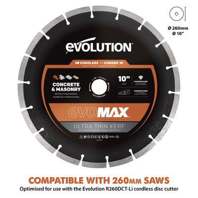 Evolution EVOMAX 260mm Premium Diamond Disc Cutter Blade