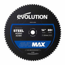 Evolution EVOMAX 355mm Mild Steel Cutting 80T Cermet Chop Saw Blade
