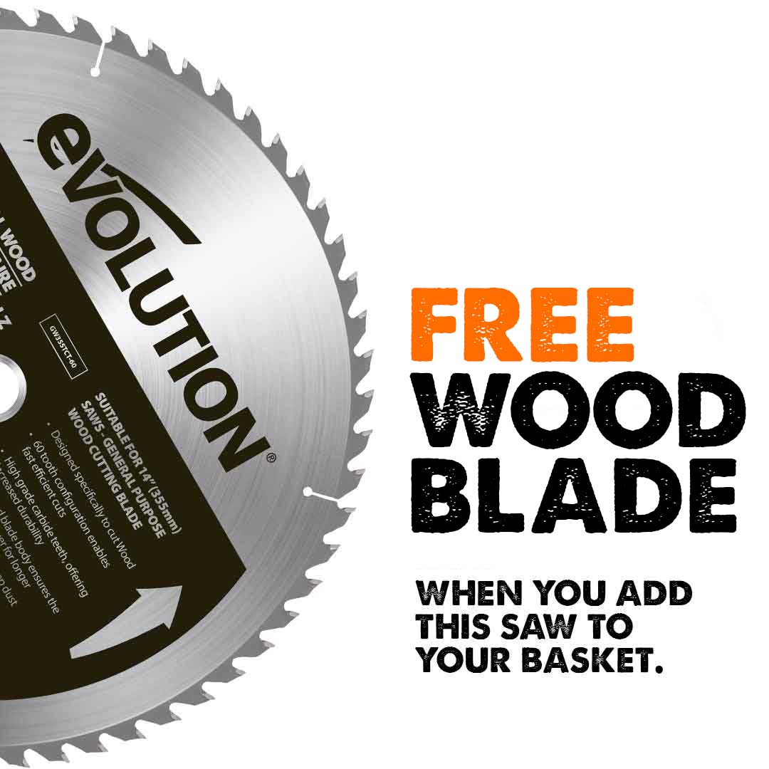 Evolution R355CPS 355mm Chop Saw and Chop Saw Stand Bundle