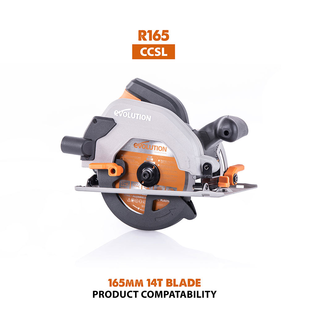 Evolution 165mm Multi-Material Cutting 18T TCT Circular Saw Blade
