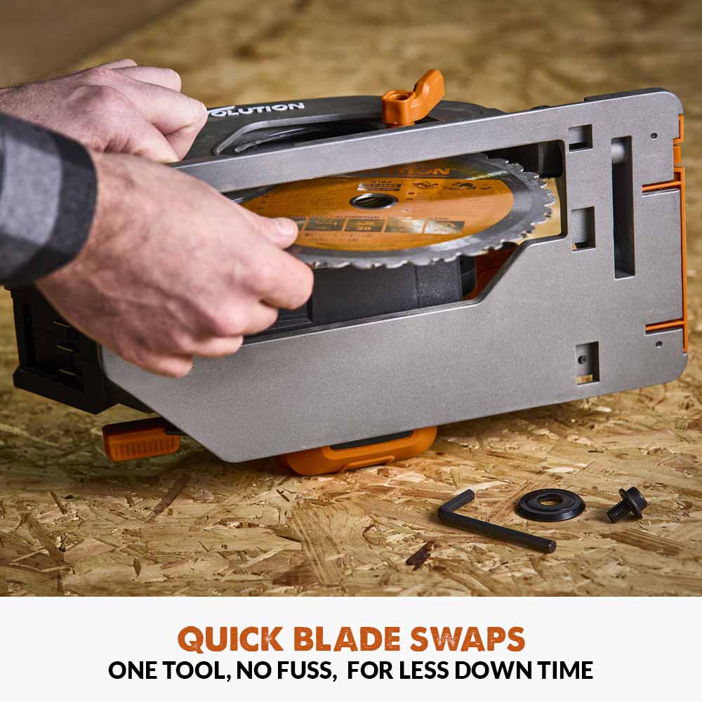 Evolution R185CCS-Li Cordless, Brushless 18v Li-Ion EXT Circular Saw With 185mm TCT Multi-Material Cutting Blade