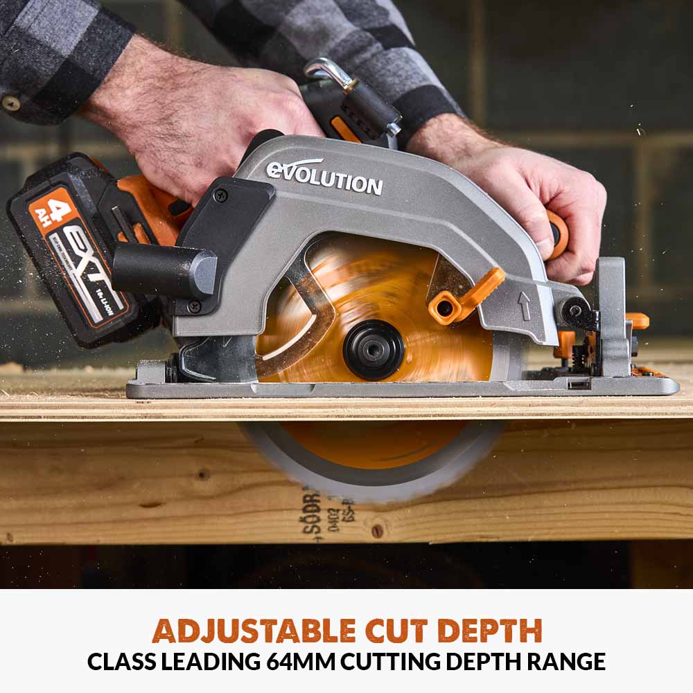 Evolution R185CCS-Li Cordless, Brushless 18v Li-Ion EXT Circular Saw With 185mm TCT Multi-Material Cutting Blade