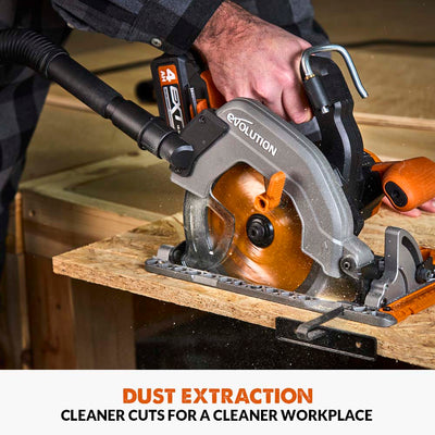 Scie circulaire sans balais Evolution R185CCS-Li 185 mm 18 V Li-Ion EXT avec lame multi-matériaux