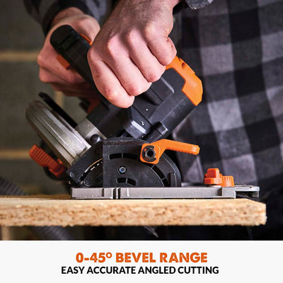 Evolution R185CCSX-Li Cordless, Brushless 18v Li-Ion EXT, Track Compatible Circular Saw With 185mm TCT Multi-Material Cutting Blade