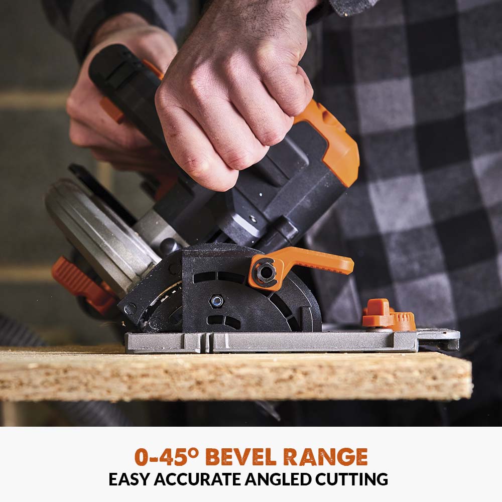 Evolution R185CCSX-Li Cordless, Brushless 18v Li-Ion EXT, Track Compatible Circular Saw With 185mm TCT Multi-Material Cutting Blade