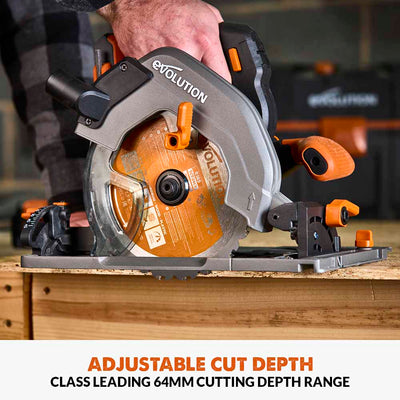 Evolution Cordless R185CCSX-Li 185mm Track Compatible Circular Saw Brushless 18v Li-Ion EXT Inc Multi-Material Blade