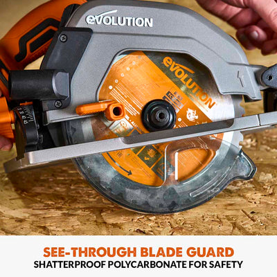 Evolution R185CCSX-Li Cordless, Brushless 18v Li-Ion EXT, Track Compatible Circular Saw With 185mm TCT Multi-Material Cutting Blade