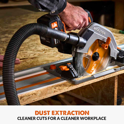 Evolution R185CCSX-Li Cordless, Brushless 18v Li-Ion EXT, Track Compatible Circular Saw With 185mm TCT Multi-Material Cutting Blade