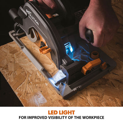 Evolution R185CCSX+ Circular Saw with 185mm TCT Multi-Material Cutting Blade