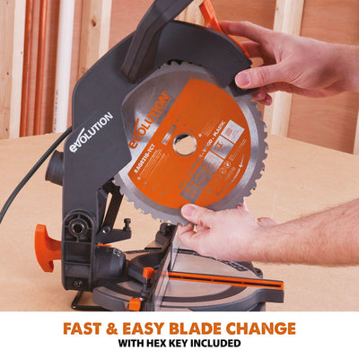 Evolution R210CMS (110-230V) Compound Mitre Saw With 210mm Multi-Material Cutting Blade