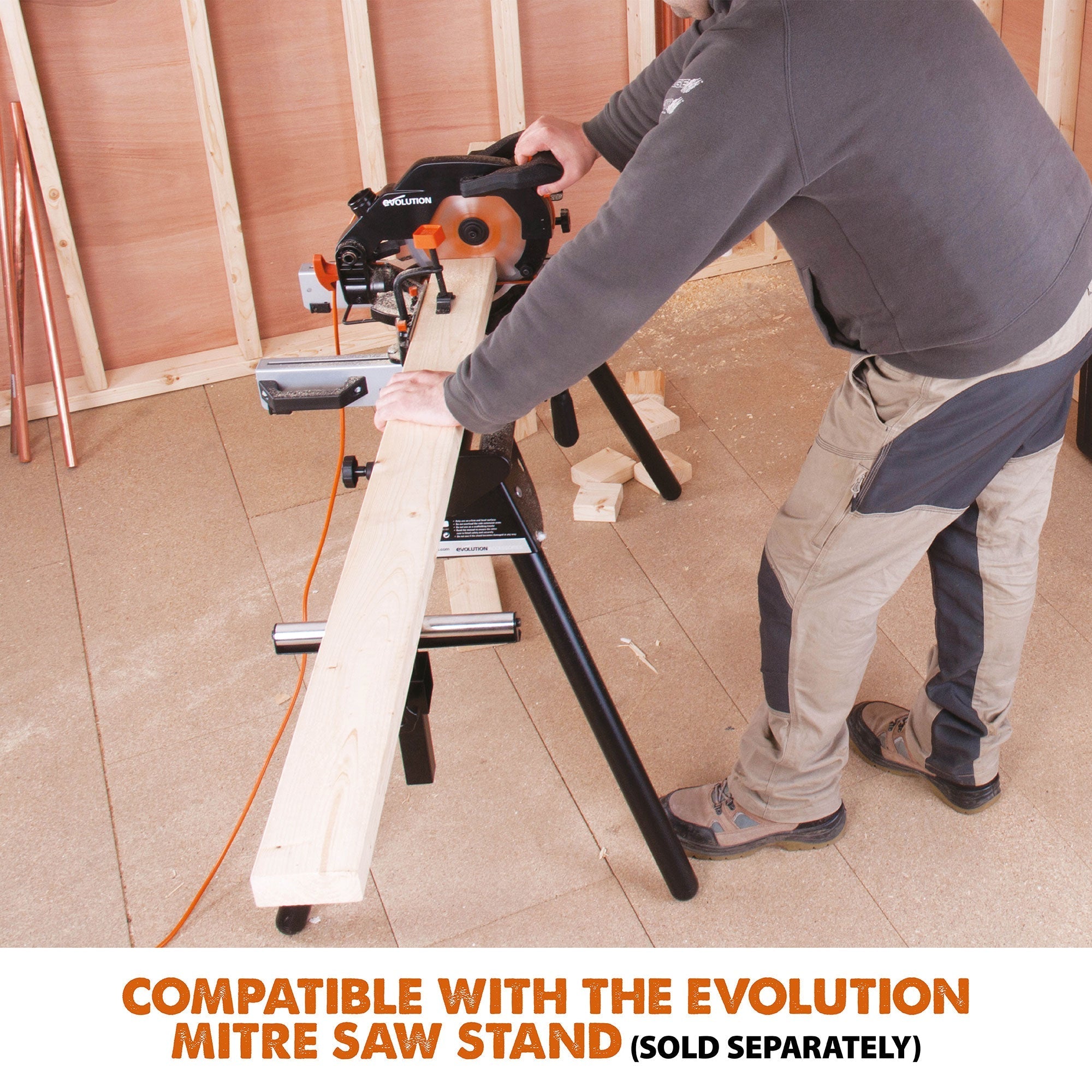 Evolution R210CMS+ 110v 210mm 1200w Compound Mitre Saw With TCT Multi-Material Cutting Blade