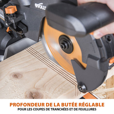 Scie à onglet radiale 210mm Evolution R210SMS+ avec Lame multi-matériaux TCT