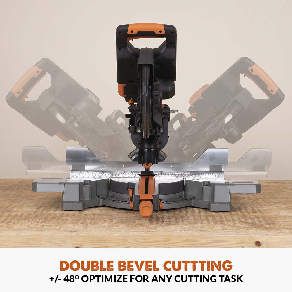 Evolution R255SMS-DB-Li Cordless 36V Li-Ion EXT Double Bevel Sliding Mitre Saw With 255mm Multi-Material Cutting Blade