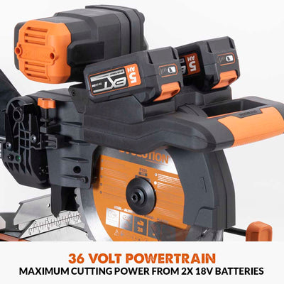 Scie à onglets à double biseau sans fil Evolution R255SMS-DB-Li 255 mm 36 V