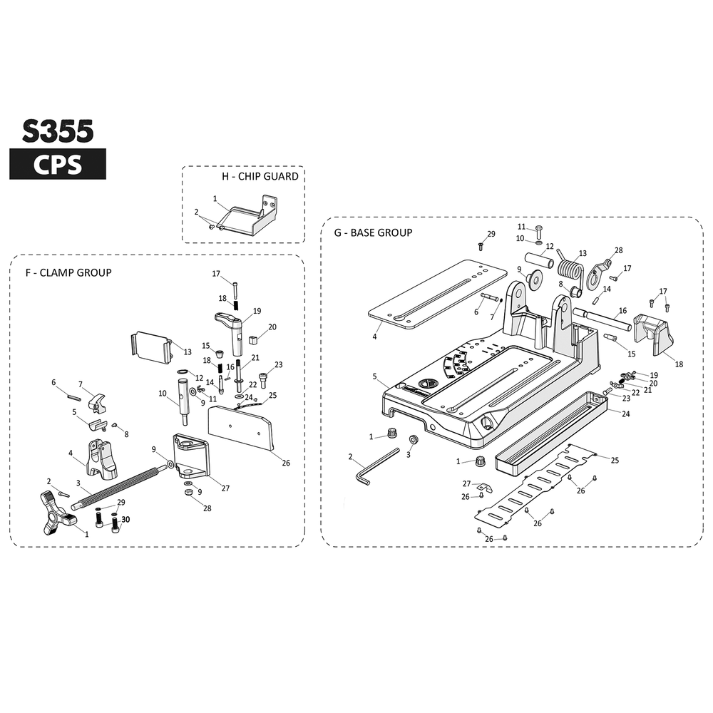 Evolution S355CPS Spare Parts (Base Section)