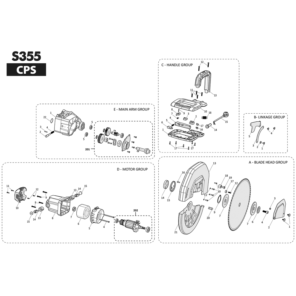Evolution S355CPS Spare Parts (Head Section)