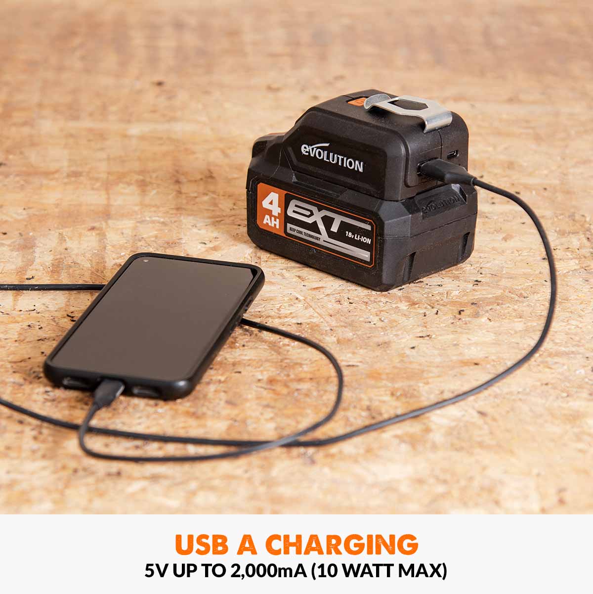 Evolution Cordless 18V Li-Ion EXT USB Charger and LED Light