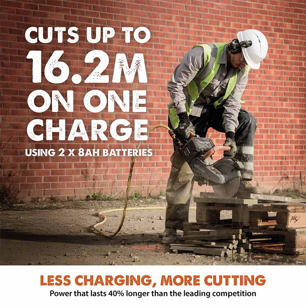 Evolution R260DCT-Li Cordless Disc Cutter / Concrete Saw With Automatic Water-Fed Dust Suppression and 260mm Premium Thin Kerf Diamond Blade