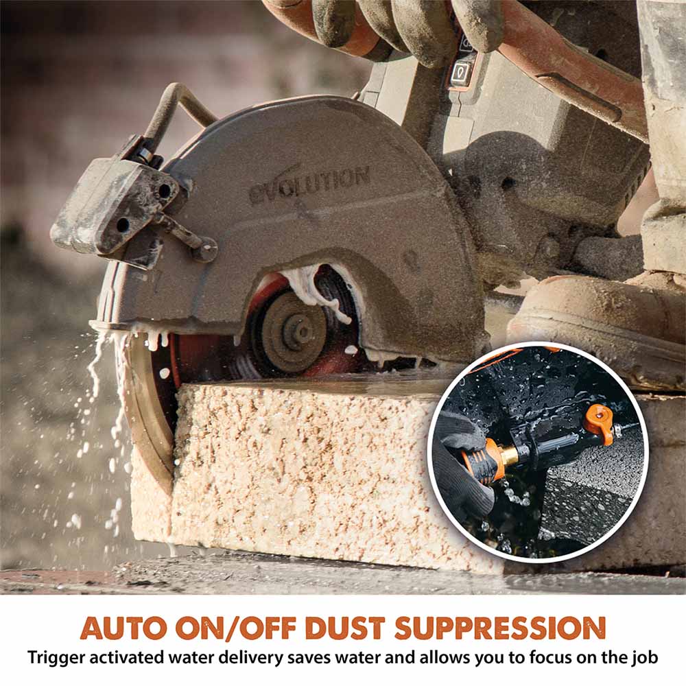 Evolution R260DCT-Li Cordless Disc Cutter / Concrete Saw With Automatic Water-Fed Dust Suppression and 260mm Premium Thin Kerf Diamond Blade