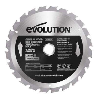 Evolution 185mm General Wood Cutting 24T TCT Blade
