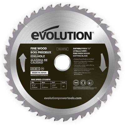 Evolution 210mm Fine Wood Cutting 40T TCT Mitre Saw Blade