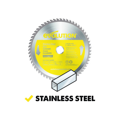 Lame de scie circulaire Evolution 210 mm en acier inoxydable 54 dents TCT