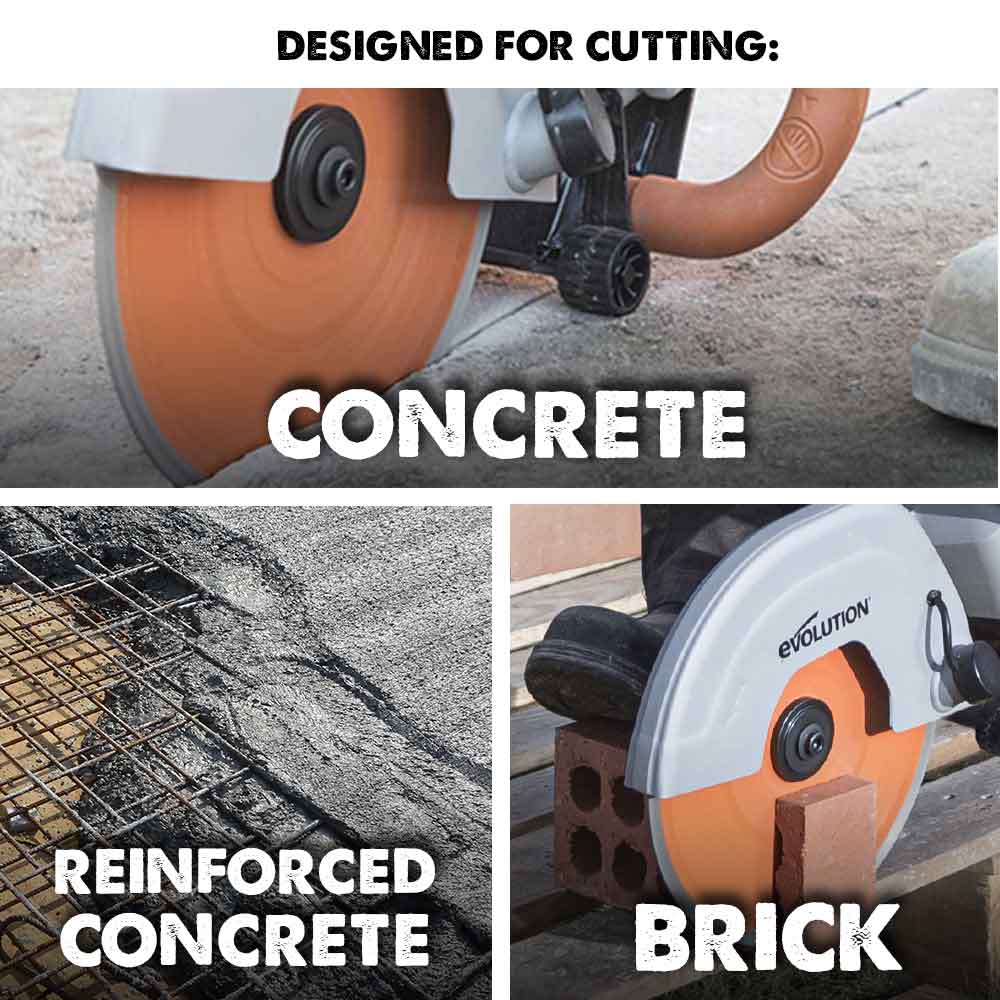 Evolution 230mm, Premium Diamond Disc Cutter Blade With High Diamond Concentration, Segmented Edge and 22.2mm Bore