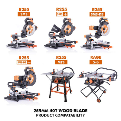 Evolution 255mm General Wood Cutting 40T TCT Mitre & Table Saw Blade
