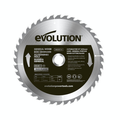 Evolution 255mm General Wood Cutting 40T TCT Mitre & Table Saw Blade