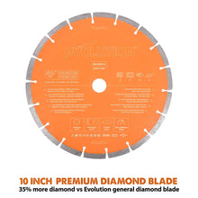 Evolution 255mm Premium Diamond Disc Cutter Blade With High Diamond Concentration, Segmented Edge and 22.2mm Bore