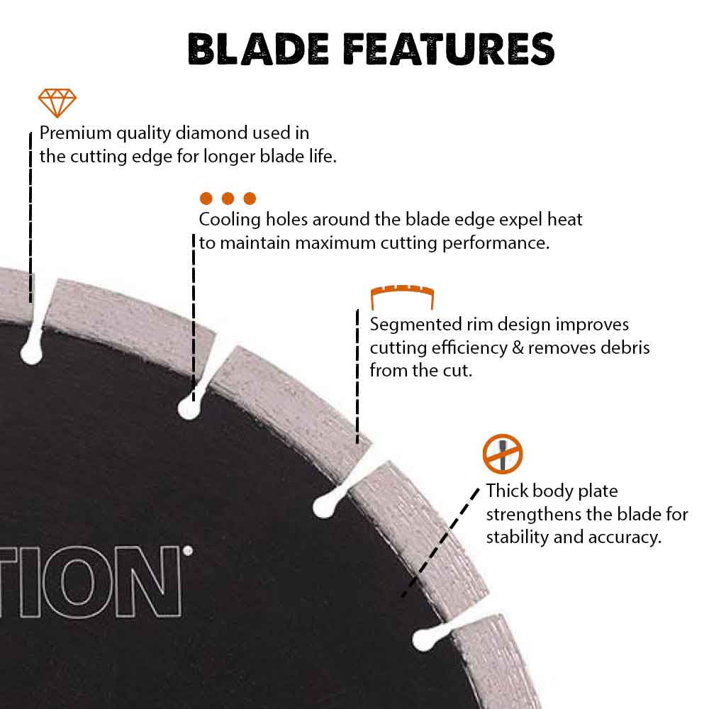 Evolution 255mm Segmented EdgeDiamond Disc Cutter Blade