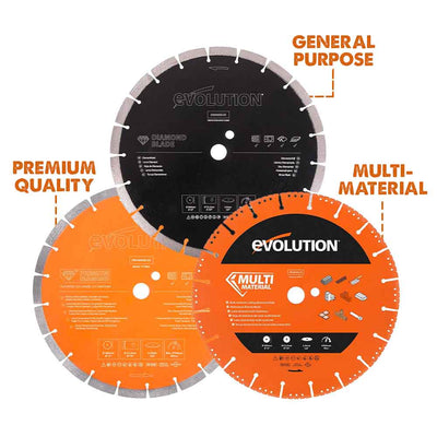 Evolution 300mm Segmented Edge, 22.2mm Bore, Heavy Duty Diamond Demolition Disc Cutter Blade