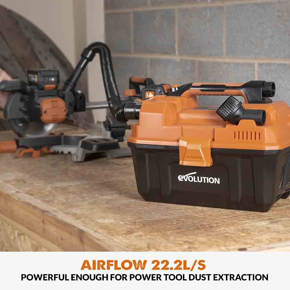 Evolution R11VAC-Li Cordless 18v Li-Ion EXT, Wet And Dry Workshop Vacuum