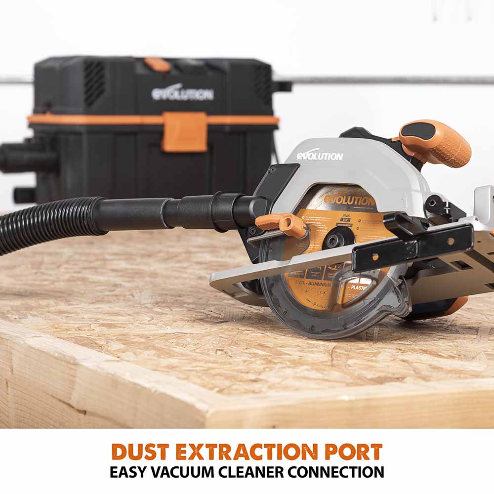 Evolution R165CCS-Li Cordless 18v Li-Ion EXT Circular Saw With 165mm TCT Multi-Material Cutting Blade