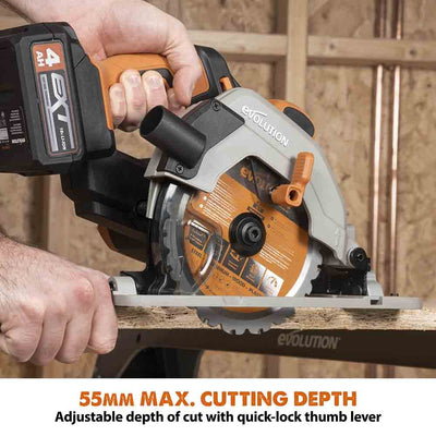 Evolution R165CCS-Li Cordless 18v Li-Ion EXT Circular Saw With 165mm TCT Multi-Material Cutting Blade