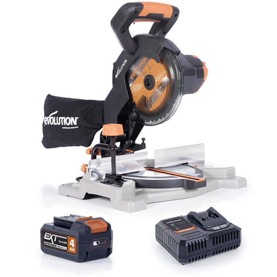Evolution R185CMS-Li Cordless 18v Li-Ion EXT Sliding Mitre Saw With 185mm Multi-Material Cutting Blade