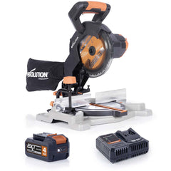 Evolution R185CMS-Li Cordless 18v Li-Ion EXT Sliding Mitre Saw With 185mm Multi-Material Cutting Blade