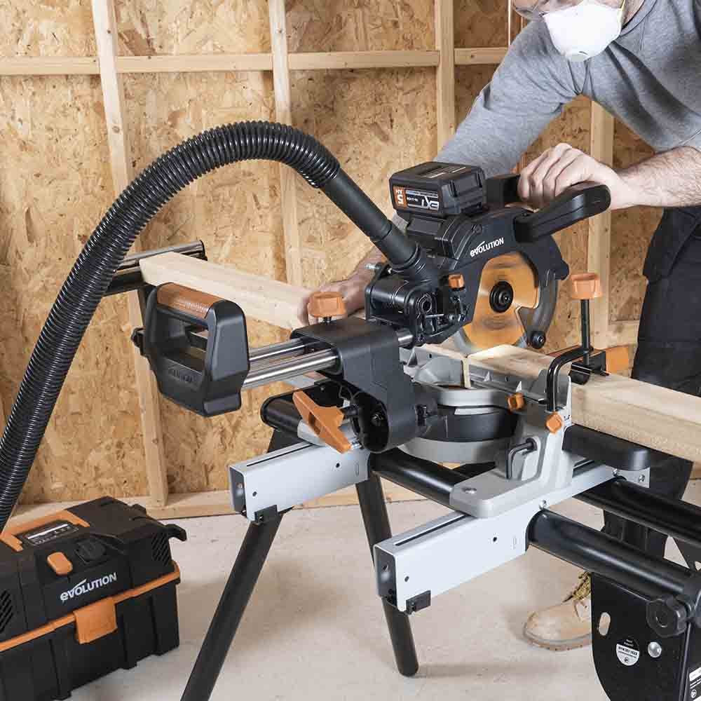 Evolution R185SMS-Li Cordless 18v Li-Ion EXT Sliding Mitre Saw With 185mm Multi-Material Cutting Blade