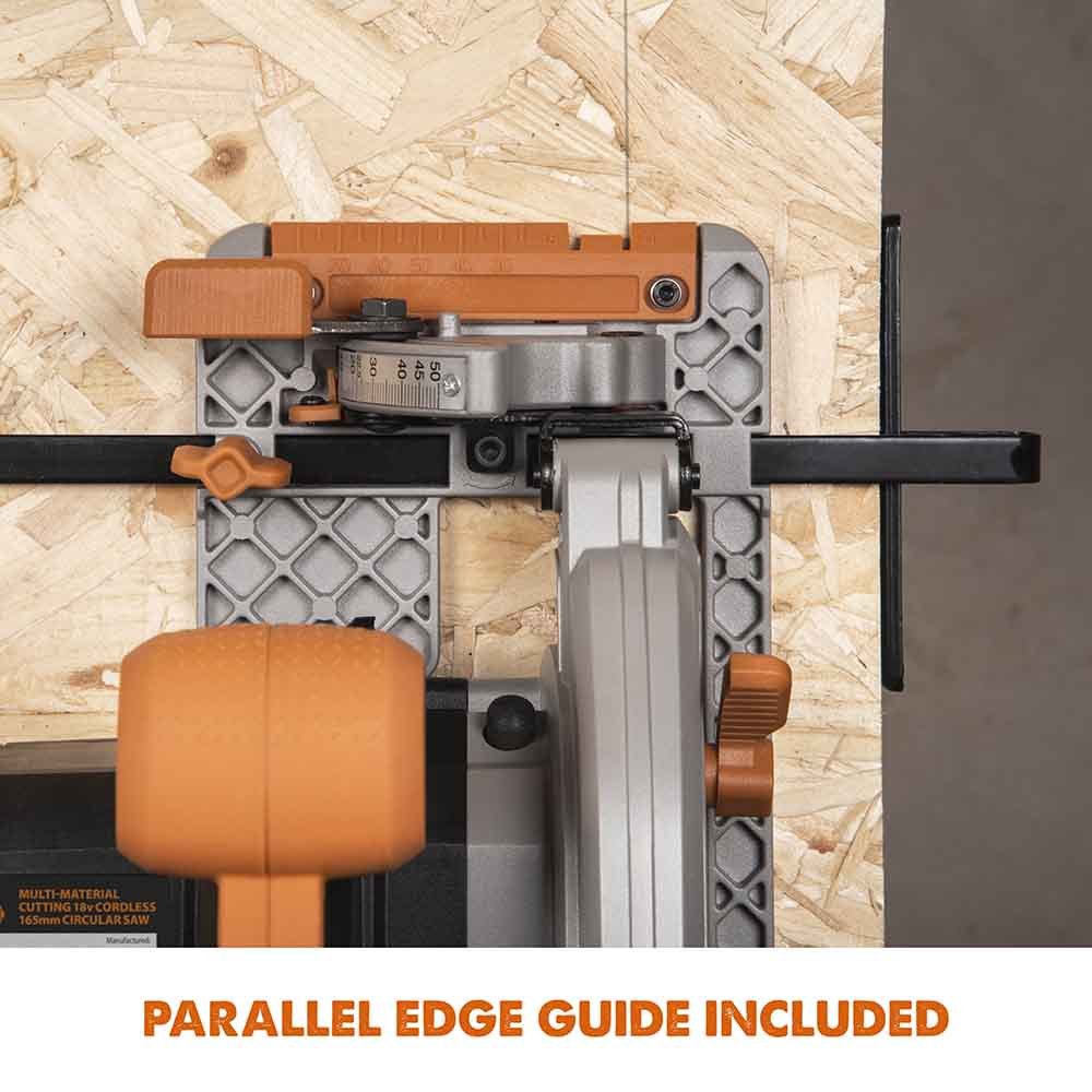 Evolution R165CCS-Li Cordless 18v Li-Ion EXT Circular Saw With 165mm TCT Multi-Material Cutting Blade