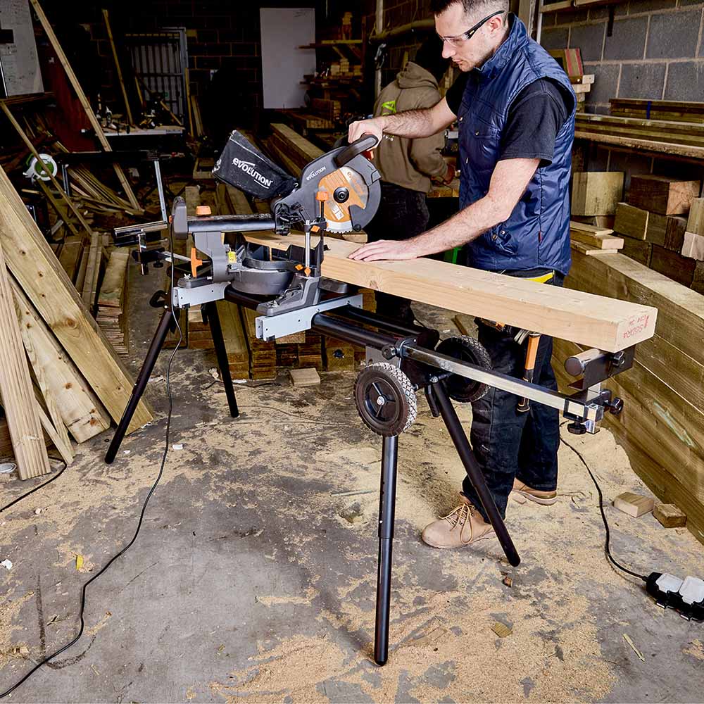 Evolution Mitre Saw Stand With Wheels and Universal Fittings