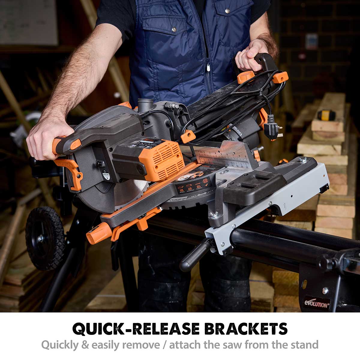 Evolution Mitre Saw Stand With Wheels and Universal Fittings